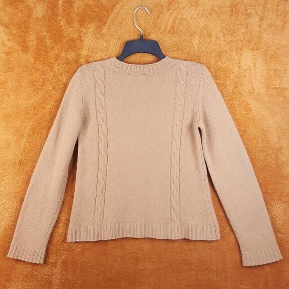 APC Womens Sweater XS Tan Pullover Crew Tight Cableknit Wool Cashmere Knit - Picture 3 of 7